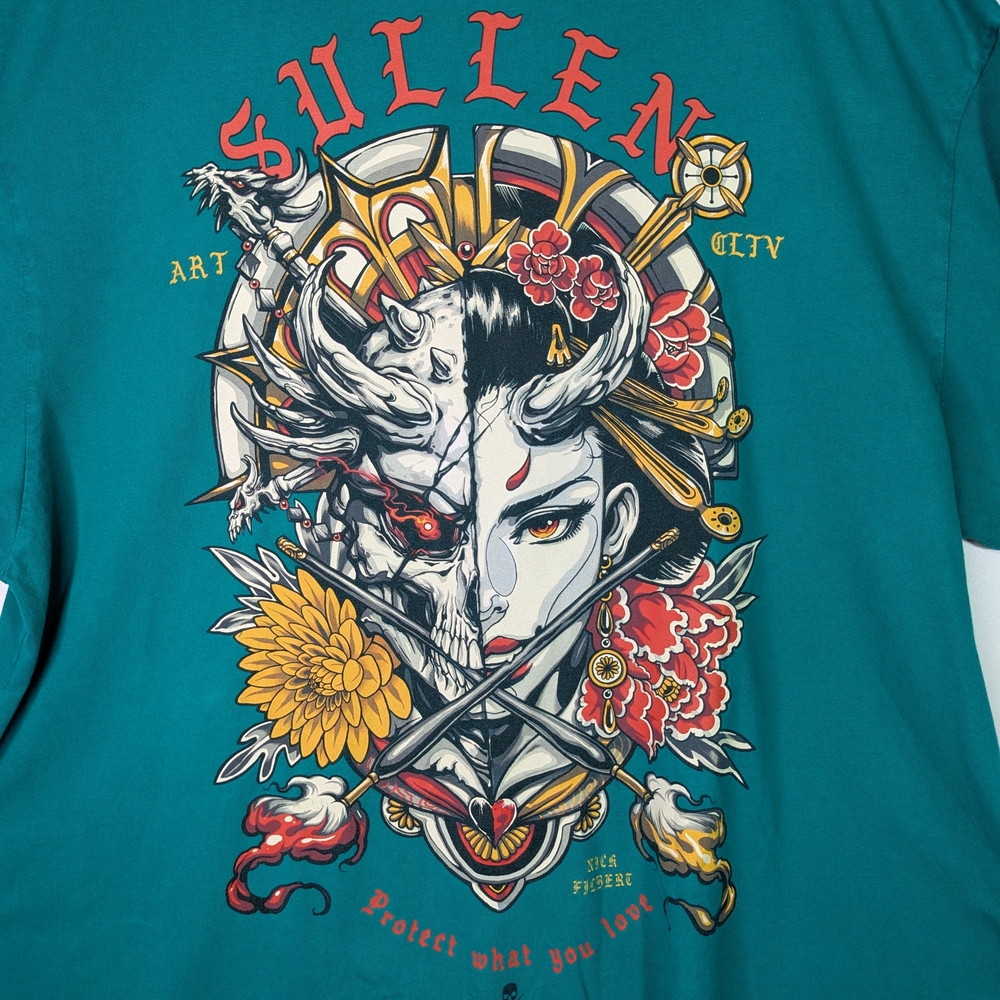 Tattoo 3XL Tshirt Sullen Art Green Punk Streetwear Gothic Americana Nick Filbert